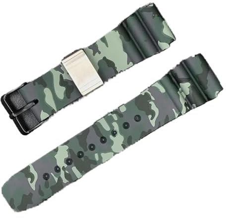 VISIYUBL 22mm Camouflage Gummi Silikon Watchstrap Fit for Japan 5 Uhr Prospektentaucher Skx007 srpe sbsa. SRP777 Sumo-Armband for Orient (Color : Green2 camo, Size : 22mm free box)