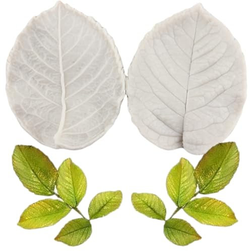 MINFEIDMS Moule en silicone veiné en forme de pétales de feuilles de rose pour décoration de gâteaux, cupcakes, bonbons, chocolat, pâte polymère