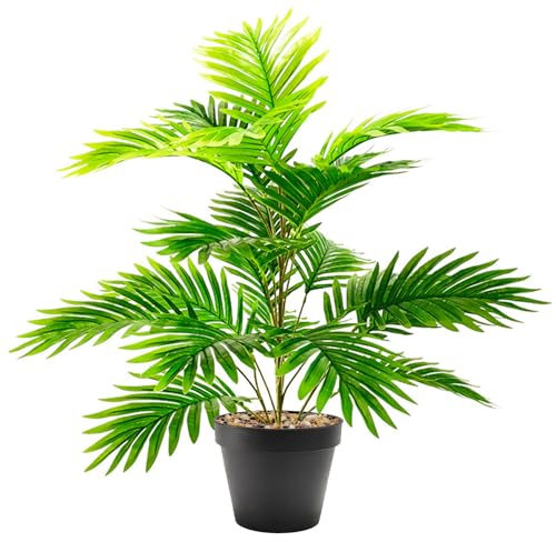 Dihope Kunstpflanzen Groß 80 cm Areca Palme Palme 21 Zweige im Topf Hawaii Grün Fake Plant Künstliche Pflanze für Schlafzimmer Büro Garten Hochzeit Party Deco