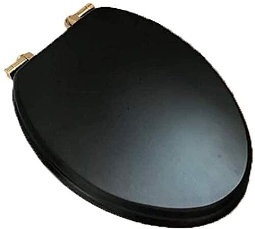 Toilettensitze, Toilettendeckel, langsam schließender, robuster Toilettensitz, Standard-Toilettensitze, Holz-Toilettendeckelbezug, Haushaltswaren, Badezimmer-Dekor (Schwarz V) (Schwarz V) (S