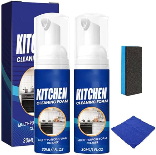 Heavy-Duty Kitchen Foaming Degreaser & Cleaner, Multi-Purpose Cleaner Spray, All-Round Kitchen Cleaning Foam, Multifunctional Oil Stain Remover Clean Grease, 30ml (2pcs)