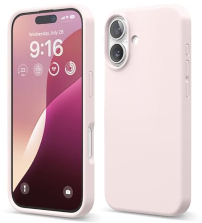 elago Coque Silicone Liquide Premium Compatible avec iPhone 16 Étui, Housse de Protection Intégrale, Antichoc, Étui Mince, Doublure en Microfibre Antirayures (Joli Rose)