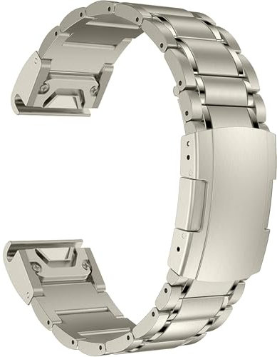 MaKTech Titanium Band for Garmin,22mm Five-Piece Metal Bracelet Strap with Quick Release Connector,Tortoise Buckle,for Garmin Fenix 8 47mm/7/7 Pro/6/6 Pro/5/5 Plus Smartwatch (Titanium)