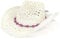 Amlisia Cowboy Hat, Straw Cowboy Hats for Women Men Vintage Western Cowgirl Hat with Shapeable Wide Brim and Beaded Trim Pink