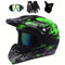 UIGJIOG Motocross Helmet,Youth ATV Dirt Bike Motorcycle Helmet, Full-Face Off Road Motorcycle Crash Helmet,BMX 4-Wheeler Off-Road Mountain Bike Helmet,With Gloves Goggles Mask,Green,L(56~57cm)