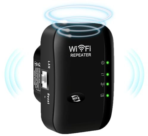 2025 Newest WiFi Extender Booster, WiFi Repeater for Home, WiFi Booster Range Extender, Covers up to 3600 Sq - With Ethernet Port, Quick Setup, Home Wireless Signal Booster, Uk Plug (Black)