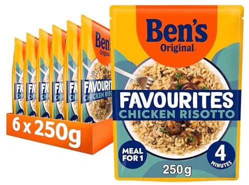Bens Original Favourites Risotto Chicken and Mushrooms ready in 4 minutes Microwave Rice Meal serves 1 multipack 6x 250g