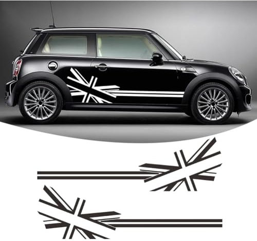 2 Stück Autotür-Seitenstreifen-Rock-Aufkleber Union Jack-Flagge Styling-Grafiken Karosserieaufkleber, für M=INI C=ooper S R56, für One JCW-Zubehör