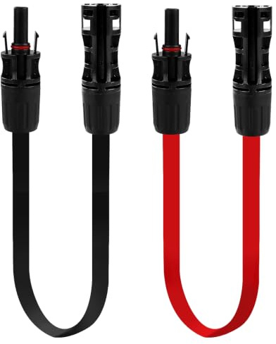 1 Paar Solarpanel MC_4 Kabel, 42cm Schwarz + Rot Flacher Solarkabelstecker 1500Vdc Balkontür Photovoltaik Solar Verlängerungskabel (40A 10AWG)