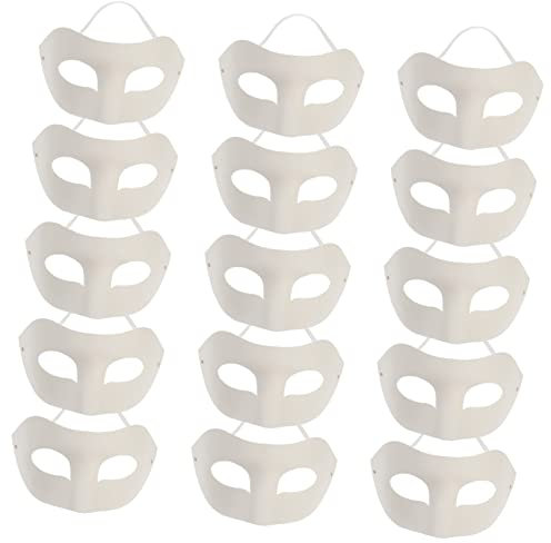 Garneck 15 Stücke Weiße Halbes Gesicht Masken - Unbemalte Rohlinge Zum DIY Bemalen Für Halloween - Maskerade Cosplay Und Kreative Partys Masken Set