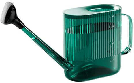 Arrosoir de 1,8 l avec long bec verseur, arrosoir transparent en plastique transparent avec trous d'eau fins amovibles, pour l'intérieur et l'extérieur, vert, taille unique