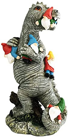 UWEOTYYY Dinosaur Statue Garden Dinosaur Eating Gnomes Statues Decoration Garden Ornaments for Patio Yard L Outdoor Supplies