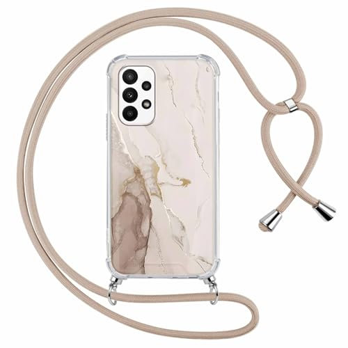 Yoedge Coque avec Cordon pour Samsung Galaxy A23 5G 6.6, Transparente Aesthetic Motif Marbre Étui Collier Tour de Cou Lanière Corde Lanyard Case, Silicone TPU + PC Antichoc Housse pour Samsung A23,05