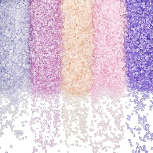 SUNNYCLUE 1 Box 300g 5 Farben Zerstoßenes Glasdekor Lila Zerbrochene Kristalle Unregelmäßig Grob Metallisch Streusel Flocken Glitzer Kleine Stücke Chips Für Nagelkunst Füllmaterial Epoxidharz Schmuck