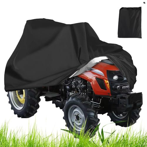 QOUBNIC Housse de tracteur de jardin, Housse Protection Tondeuse Housse de Tondeuse à Gazon Autoportée, Imperméable Housse de Tondeuse en Polyester 210d avec Sac de Rangement a Cordon(183x137x117cm)