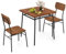 COSTWAY 3 Piece Dining Table Set, Rectangular Breakfast Kitchen Table Set with 2 Chairs and Storage Rack, Metal Frame Counter Dining Room Set for Home Cafe Pub