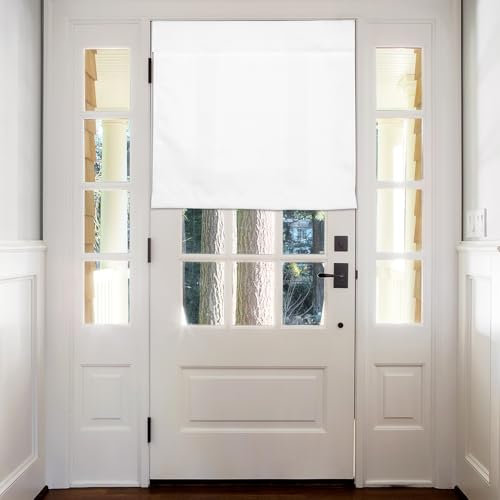 sourcing map Blackout Door Curtains, French Side Door Window Curtain for Privacy, Glass Patio Front Doors Sidelight Tie Up Shade, Beige, 26 x 28, 1 Panel