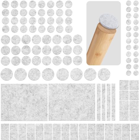 Seaforie Filzgleiter für Stühle und Möbel, 134 Stück, rutschfest, Schutz für Holzböden, 4 mm Dicke, beseitigt Kratzer und Geräusche, starker selbstklebender Filz für schwere Möbel, Grau