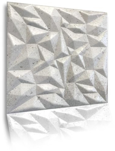Lot de 24 panneaux 3D, panneaux en polystyrène, aspect béton blanc, panneaux muraux 3D, panneaux de plafond, décorations, revêtement mural effet béton miroir, épaisseur 3 mm - 50 x 50 cm - 6 m² (béton