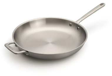 Atma la Bonne Poêle Inox Triple Couche - Poêle Induction 32cm avec Manche Riveté - Sans PFAS ni Revêtement Chimique - Compatible Tous Feux et Four - Fabriquée en France