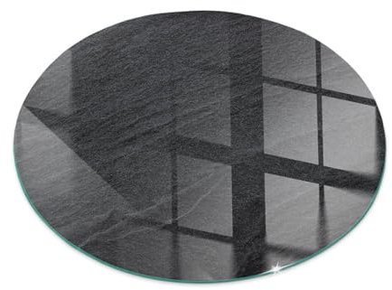Protezione dalle Braci ⌀ 70 cm Bordi Lucidi Rotondo Protezione Termica Sotto il Camino Sostenibile Moderno Design Sala da Pranzo Vetro - Struttura in pietra naturale