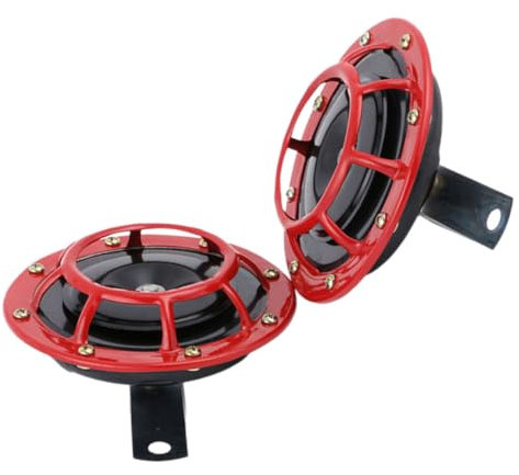 PRETYZOOM 2 Stück Lautes Hupe für Autos und Motorräder Wasserdichtes Horn für Lkw und Pickup Trucks Einfache Installation für Verschiedene Fahrzeugtypen Rote Farbe