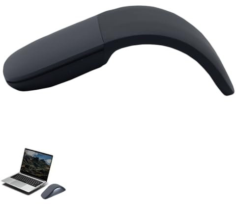 QUJIFETU Foldable Arc Mouse Compatible with Microsoft Surface/MacBook, Portable Arc Touch Mouse, Compatible with Windows/Mac OS, Laptop Notebook Computer Accessories (Black)