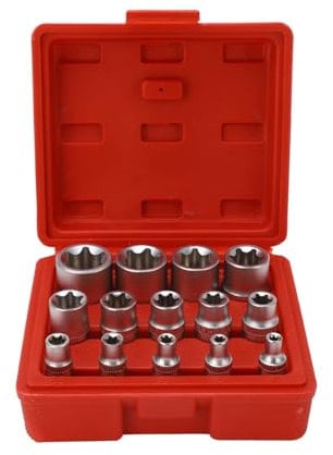 E Type Torx Star Bit Socket Set, E4 E24 1 4in 3 8in 1 2in External Torques Star Socket Kit Drive Repair Tool Kit