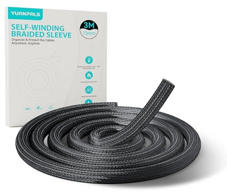 YuanPals Manicotto per Cavi Ordinato, 13mm(0,51) - 3m(9,84ft) Tubo per Gestione Cavi per PC/TV, Organizzatore per Fili Autoavvolgente per Casa, Ufficio (Nero)