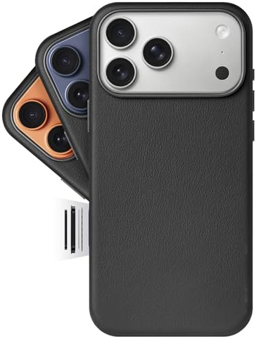 LONLI Classic | Premium-Lederhülle für iPhone 17 Pro – Aus europäischem Vachetta-Leder (Gold-Standard) – Mit Kamera-Steuerung & MagSafe-Kompatibilität – Schwarz