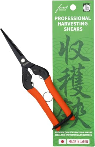 Saboten 7.9 Professional Japanese Harvesting Shears – Straight Blade, Stainless Steel with Fluorine Coating, Spring-Loaded, Ergonomic Grip – forest Originals, Made in Japan