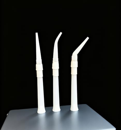 LUAZEX Professional Caulking Gun Nozzle Tips Set, White Plastic, Straight and Curved Extension Applicators, 3 Pack, for Construction and Sealant Application