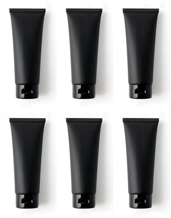 6Pcs 100ml/3.4oz Black Plastic Empty Plastic Squeeze Tubes Refillable Travel Bottles Cosmetic Containers for Lotion Cream Shampoo Shower