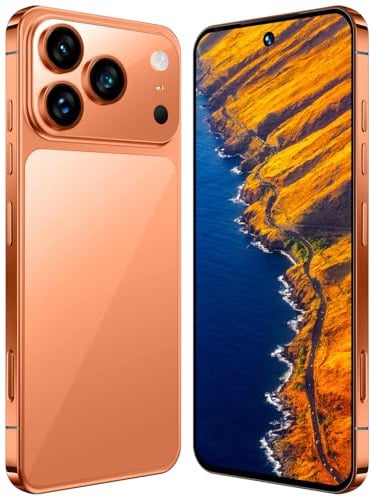 COTSRGT Smartphone I17 Pro MAX 5G, 16GB RAM, 1TB ROM, Pantalla AMOLED De 7,3 (1440×3120), Cámara Pro De 108 MP 78 MP, Batería De 8000 MAh, Snapdragon 8 Gen4 10core, Android 15,Orange-7.3 Inch