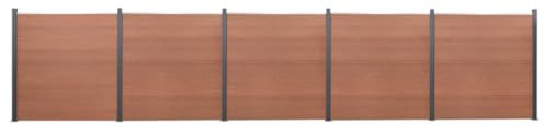 Kit d'éléments de clôture marron 872 x 186 cm WPC composite bois et plastique pour jardin, brise-vue, résistant à la rouille et à la pourriture