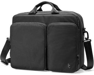 tomtoc Expandable Laptop Briefcase Shoulder Bag for 15.6-16.2'' Laptop | Multifuntional Busines Laptop Case with Accessory & Document Storage, Water-Resistant & Durable Recycled Fabric