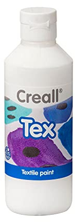 Creall Textil- & Stoffmalfarbe | Weiß 250 ml | Waschmaschinenfest nach Fixierung | Für T-Shirts, Jeans, Schuhe, Stofftaschen, Möbel & Autoinnenraum/Dachhimmel