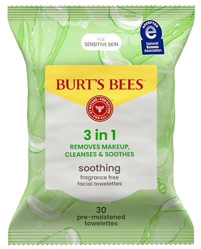 Burts Bees Facial Cleansing Towelettes Sensitive for Unisex 30 Count Towelettes