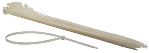 Perel Weiße Nylon-Kabelbinder, 50 Stück, 750 × 8,8 mm, UV-beständig, selbstsichernd, 80 kg Zugkraft, für schwere Innen- und Außenanwendungen