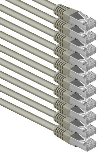 0,25m grau - 10 Stück Cat.6 Patchkabel Netzwerkkabel CAT6 S-FTP Gigabit Lan PIMF CAT 6 Kupfer CU Halogenfrei Internet DSL Spielkonsole Smart TV