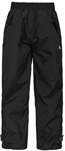 Trespass Unisex Kids Waterproof Windproof Walking Trousers Elastic Waist Echo Black
