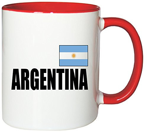 Mister Merchandise Kaffeetasse Argentina Fahne Flag Teetasse Becher, Farbe: Weiß-Rot