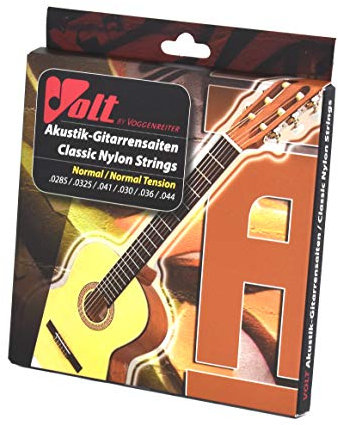 VOLT Akustik-Gitarren-Saiten, 0636-2, Set mit 6 Nylon-Saiten, klingen klar, brillant und warm mit vollen Bässen