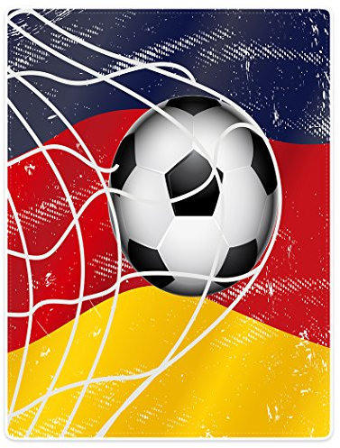 YISUMEI Decke 125x150 cm Kuscheldecken Sanft Flanell Weich Fleecedecke Bettüberwurf Fußball Deutsche Flagge Net