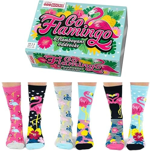 United Oddsocks Go Flamingo Socken für Damen, Größe 37-42 EU / 3–8 UK