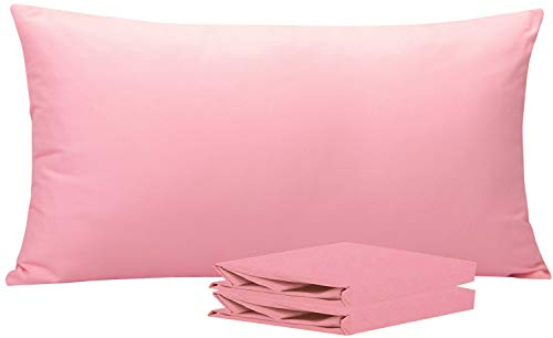 NTBAY 2 Pack 100% Brushed Microfiber Plain Pillowcases, 1800 Super Soft and Cozy, Wrinkle, Fade, Stain Resistant with Envelope Closure Bed Pillow Cases, 50x90 cm, Pink