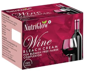 Nutriglow Wine Bleach Cream with Grape Extracts for Blemish Free Fair Complexion, Tan Remove, Glowing Skin, 43Gm