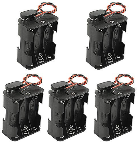 WMYCONGCONG Lot de 5 Supports de Piles AA 6 x 1,5 V avec connecteur Standard et boîtier en Plastique Dur de Type T (6AA)