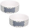 2 Small Chevron Grey Puppy Small Dog Feeding Food Water Bowl 13cm/400ml