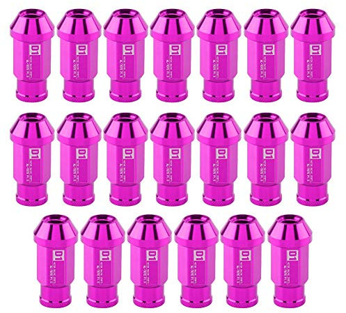 Moonyeu M12X1.5 Tornillos para llantas de automóvil, 20 piezas Car Secure Racing Lug Tuercas de bloqueo de rueda de aluminio Tuercas Tornillos para llantas Púrpura